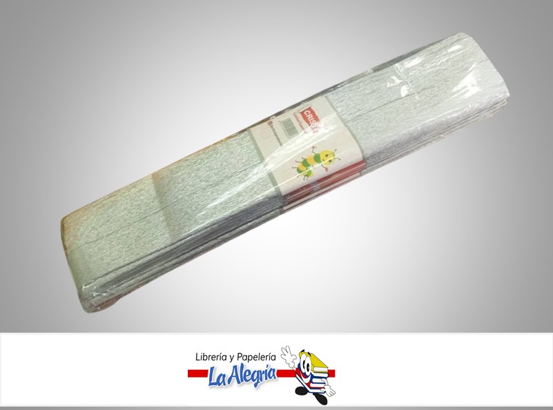 PAPEL CREPE 50X200CM METALIZADO PLATEADO MARCA CRISVI