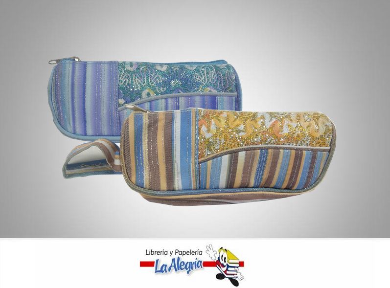 CARTUCHERA CON CIERRE ESCARCHADA 19,5X8CM MARCA OFFICE LINE