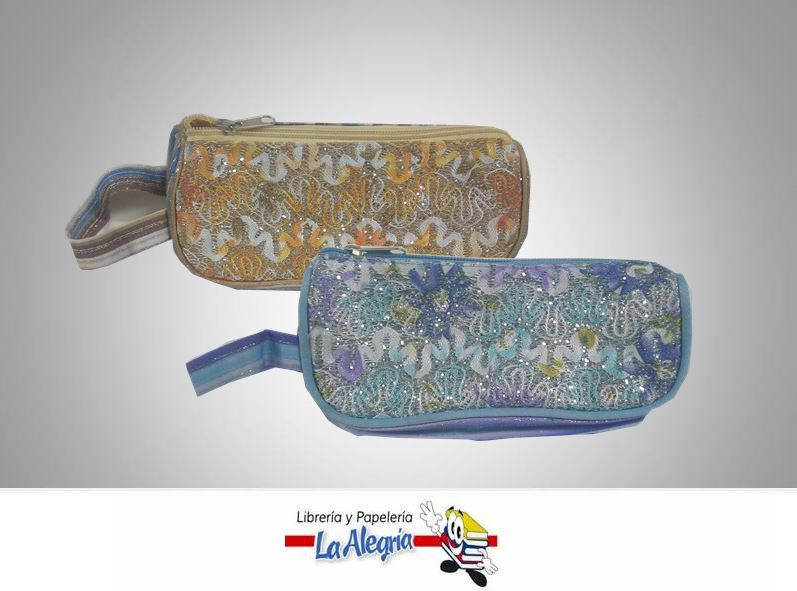 CARTUCHERA C/CIERRE ESCARCHADA 19,5X8CM MARCA OFFICE LINE   
