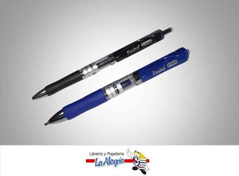 BOLIGRAFO 0.5 MM GEL AZUL Y NEGRO MARCA FOSKA   