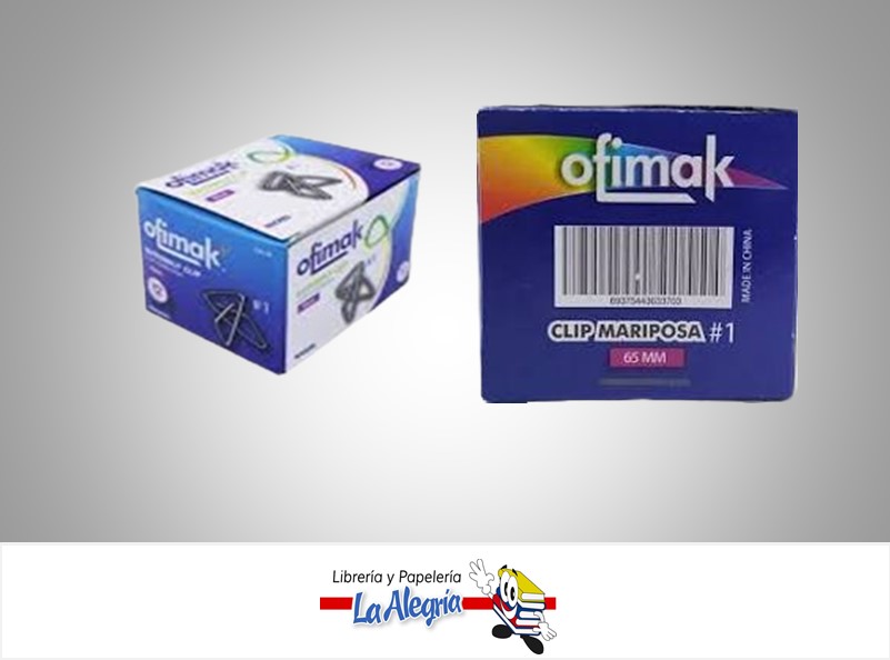 CLIP MARIPOSA OK38 NRO. 1 65MM 12UND MARCA OFIMAK