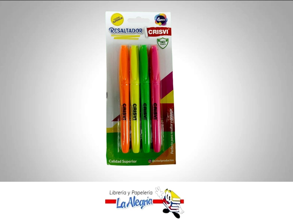 RESALTADOR PUNTA FINA RF784 4 PZS NEON MARCA CRISVI