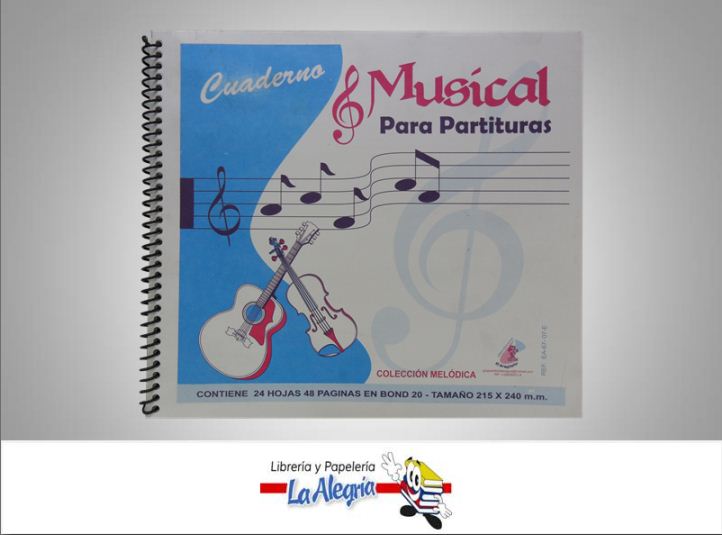 CUADERNO MUSICA 6 PENT ESPIRAL 2.15X24CM MARCA EL ARAGUEÑO   
