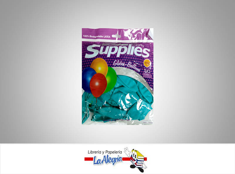 GLOBO R12 ESTANDAR TURQUESA 50 UND MARCA SUPPLIES   