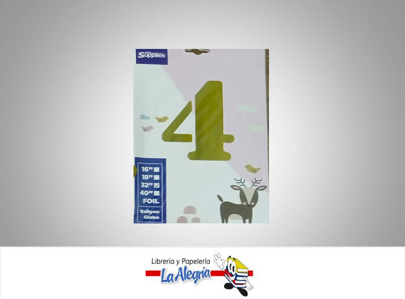 GLOBO FOIL 16'' NUMERO 4 GOLD UND MARCA SUPPLIES   