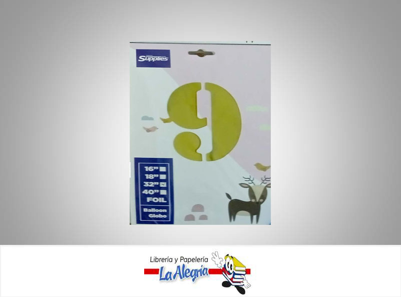 GLOBO FOIL 16'' NUMERO 9 GOLD UND MARCA SUPPLIES   