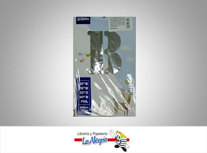 GLOBO FOIL 16'' LETRA B PLATEADO UND MARCA SUPPLIES   