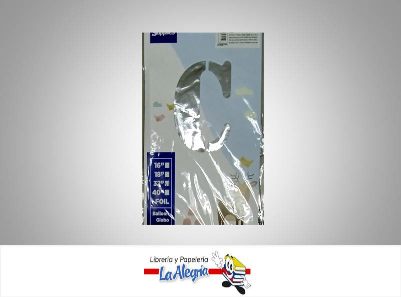 GLOBO FOIL 16'' LETRA C PLATEADO UND MARCA SUPPLIES   