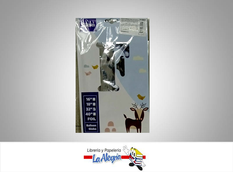 GLOBO FOIL 16'' LETRA F PLATEADO UND MARCA SUPPLIES   
