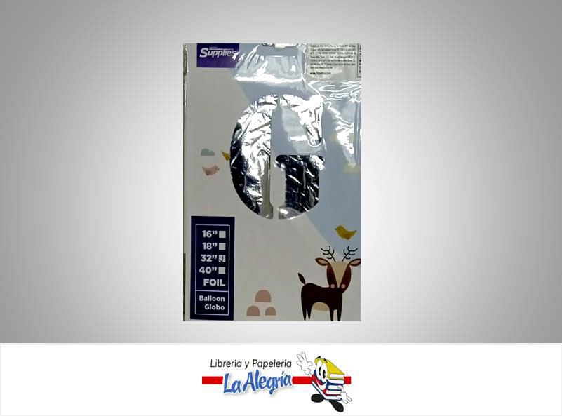 GLOBO FOIL 16'' LETRA G PLATEADO UND MARCA SUPPLIES   