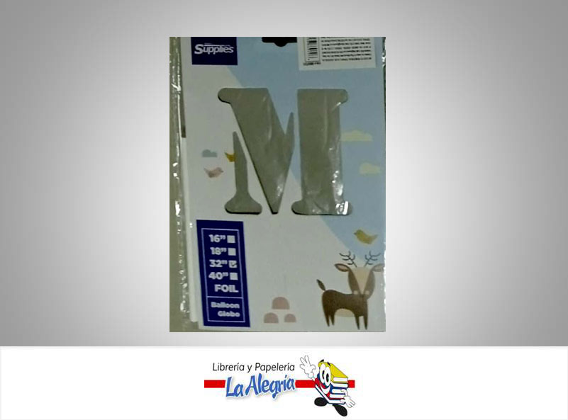 GLOBO FOIL 16'' LETRA M PLATEADO UND MARCA SUPPLIES   