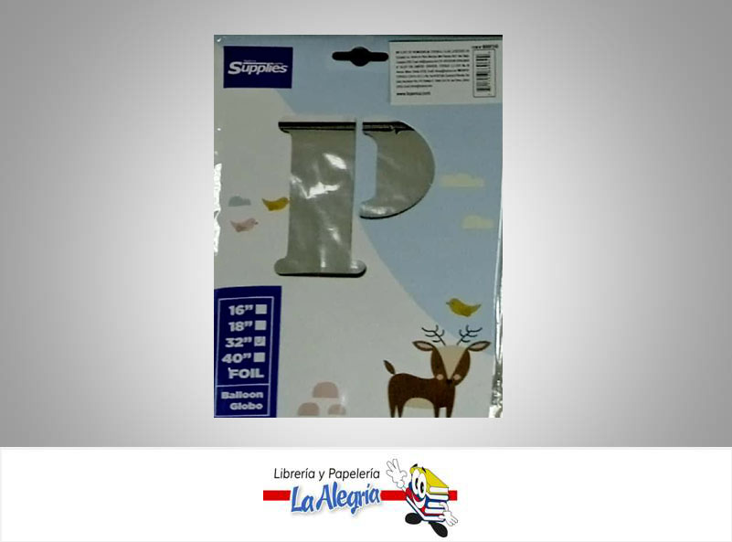 GLOBO FOIL 16'' LETRA P PLATEADO UND MARCA SUPPLIES   