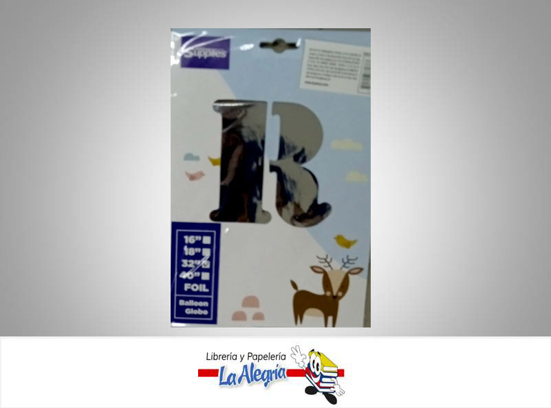 GLOBO FOIL 16'' LETRA R PLATEADO UND MARCA SUPPLIES   