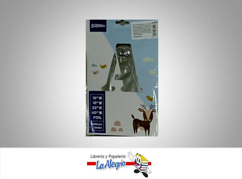 GLOBO FOIL 32'' LETRA A PLATEADO UND MARCA SUPPLIES   