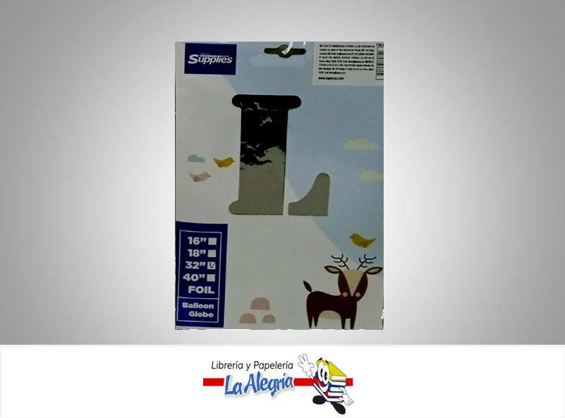 GLOBO FOIL 32'' LETRA L PLATEADO UND MARCA SUPPLIES   