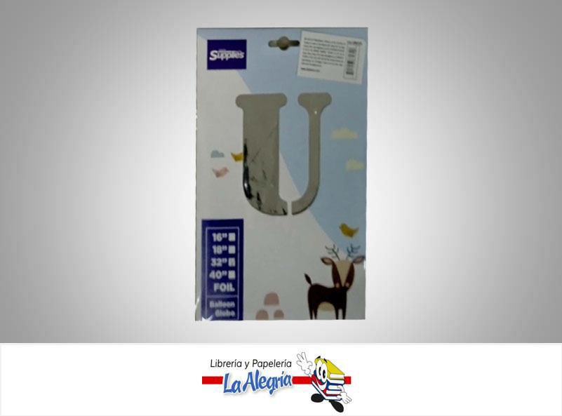 GLOBO FOIL 32'' LETRA U PLATEADO UND MARCA SUPPLIES   