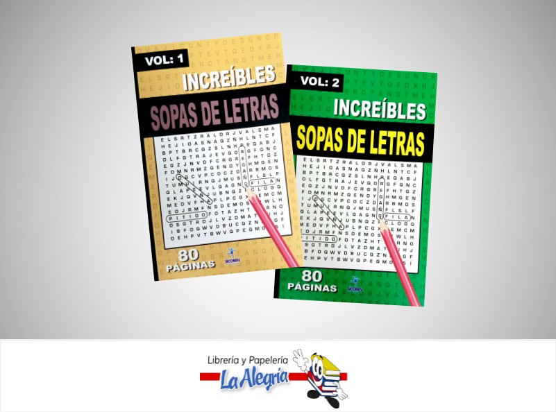 SOPA DE LETRAS VOL 1 Y 2 80PG  TEMATICA PASATIEMPO   EDITORIAL SICOBEN