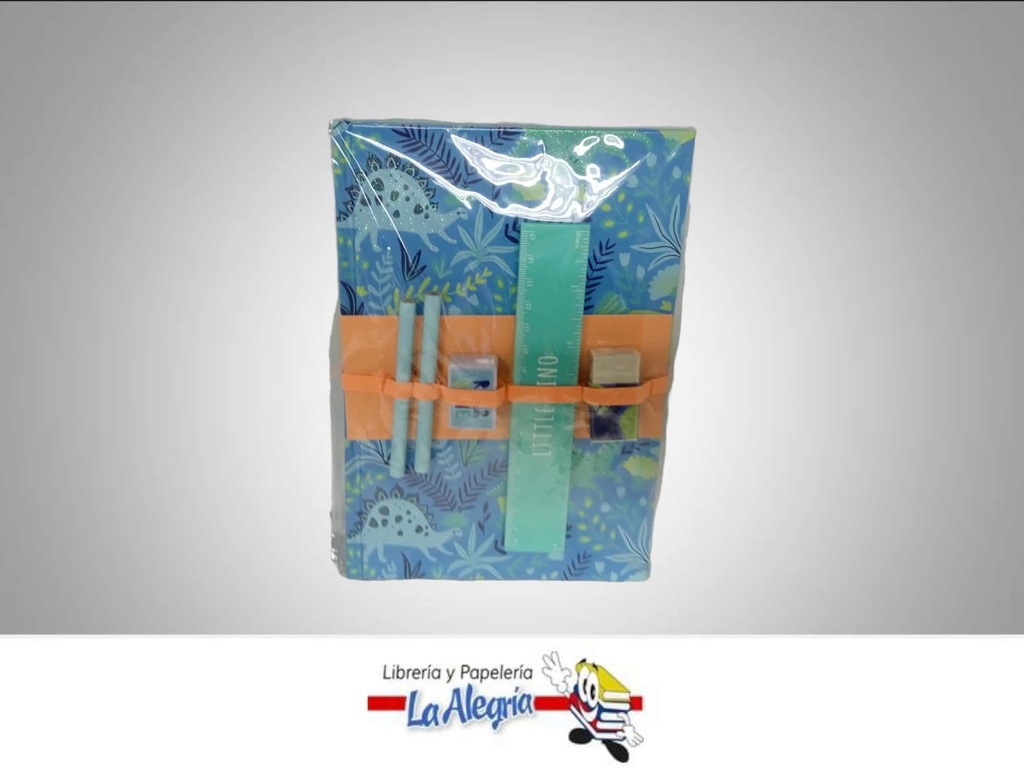 SET ESCOLAR LITTLE DINO 5 PZAS MARCA MERLETTO   