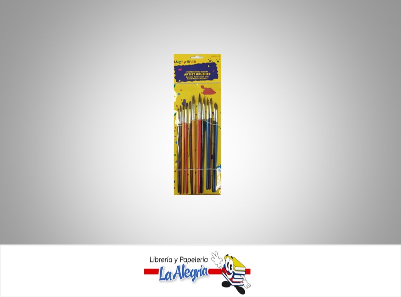 PINCEL MAGO CORTO SET 12 PZA AB252-12 MARCA LUCKYSTAR