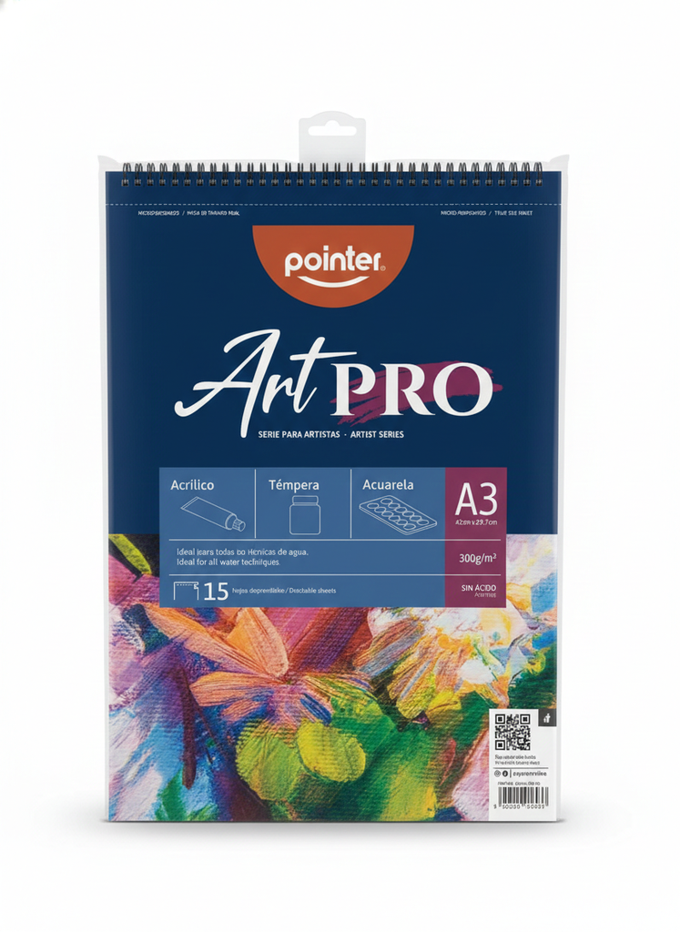 BLOCK DIBUJO ESPIRAL ART PRO A3 42X29.7 CM 300G 15 HOJAS MARCA POINTER