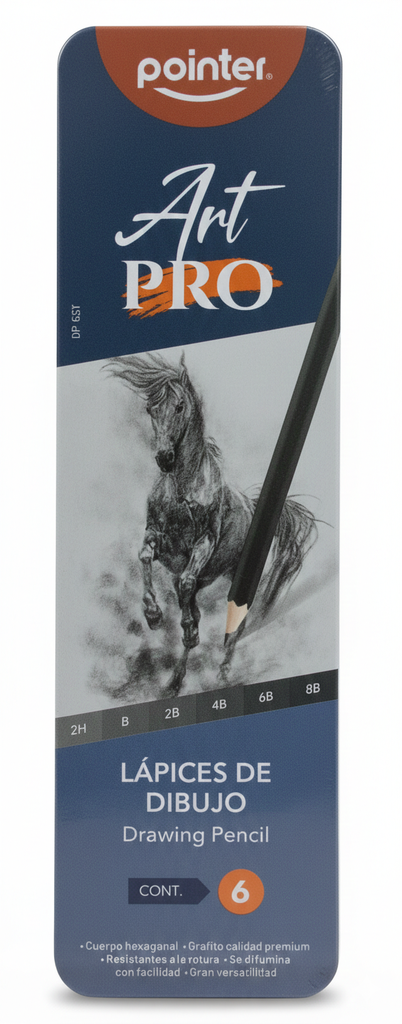 LAPIZ DE DIBUJO HEXAGONAL DP-6ST SET 6 PIEZAS  MARCA POINTER