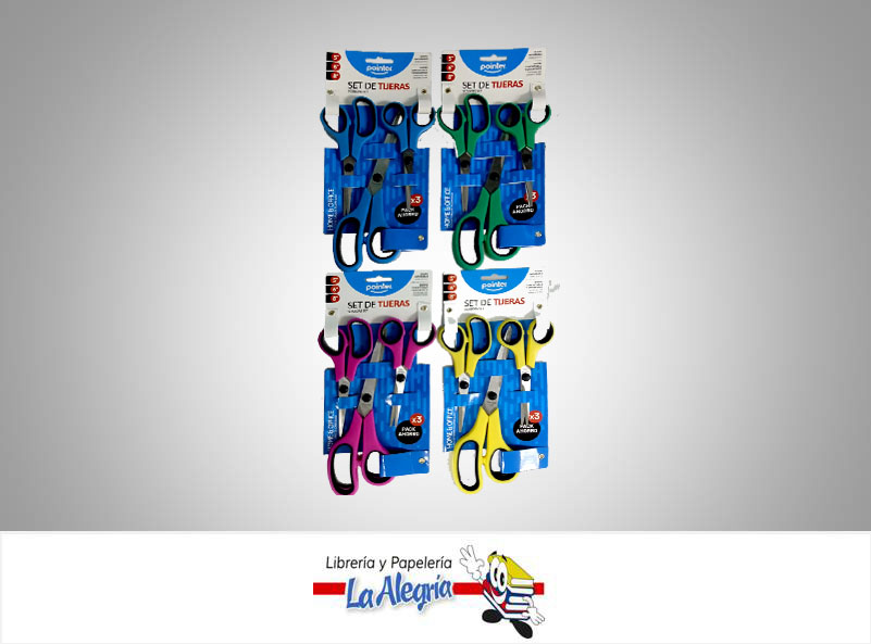 TIJERA ESCOLAR 5'' 6'' 8'' SSOAS3 SET 3 PZA MARCA POINTER