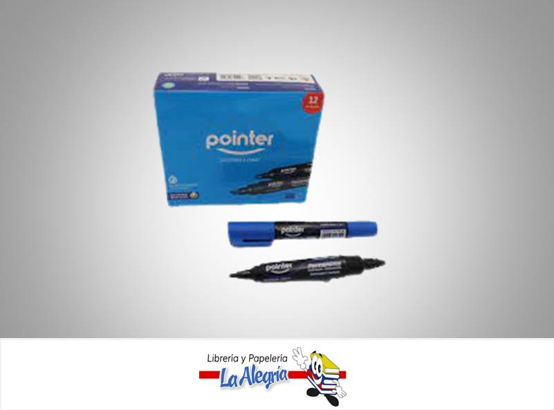MARCADOR PERMANENTE DOBLE PUNTA  BISELADA/REDONDA PM-1807- AZUL UND MARCA POINTER