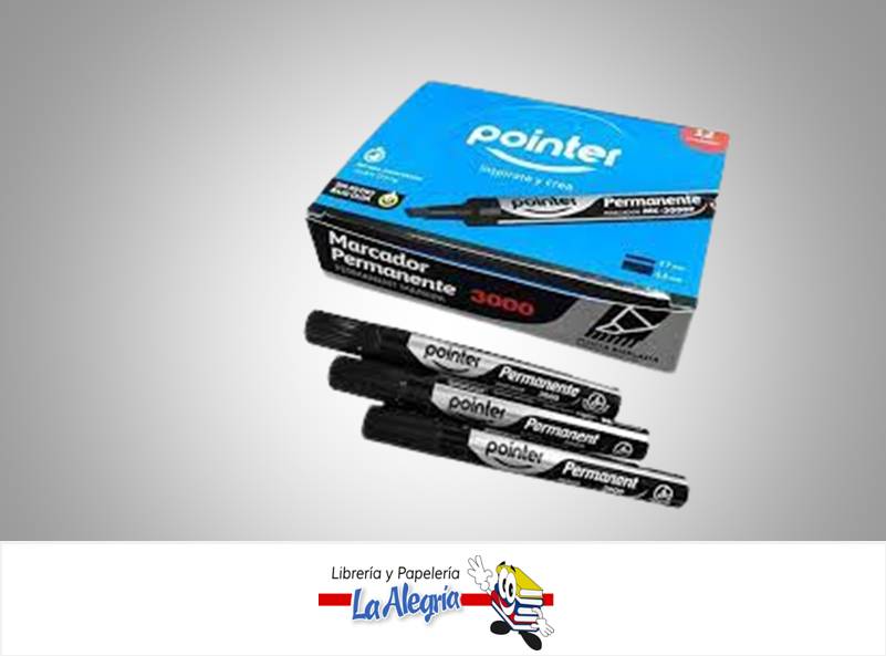 MARCADOR PERMANENTE PUNTA BICELADA MK-3000P-BK NEGRO MARCA POINTER