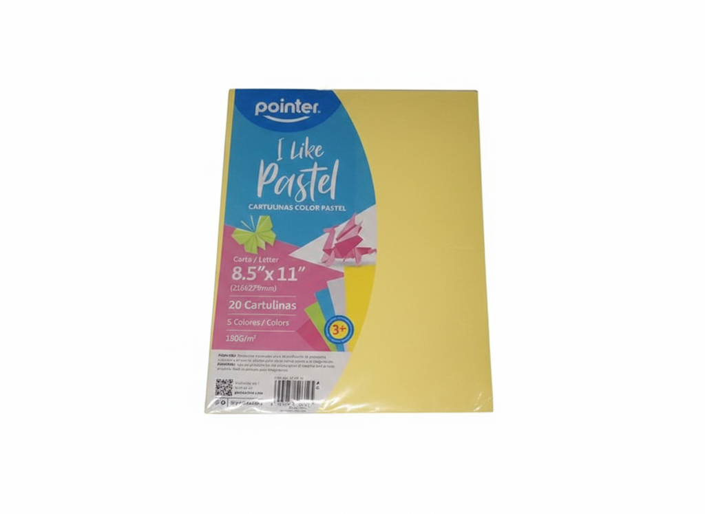 CARTULINA COLOR SURTIDO CT-5P-20 21.6X27.9CM PAQ 20 PZA PASTEL  MARCA POINTER