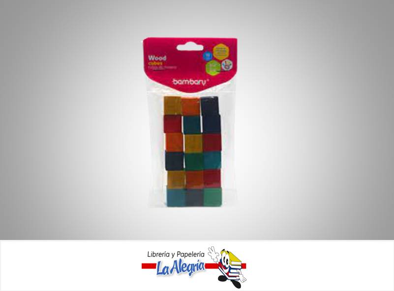CUBOS DE MADERA MULTICOLOR PAQUETE 18 UN MARCA BAMBARY   
