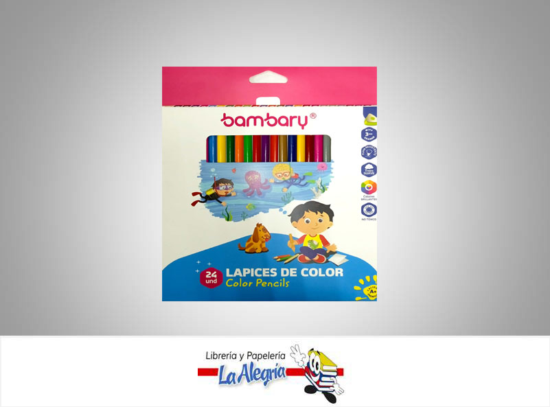 LAPICES DE COLORES 205-1520/101 24 COLORES PUNTA TRIANGULAR MARCA BAMBARY