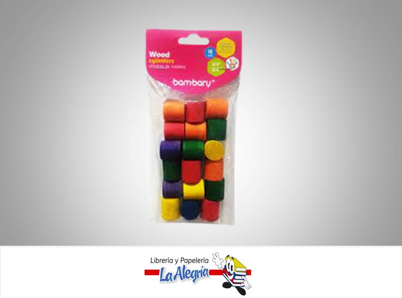 CILINDROS MADERA MULTICOLOR 18 UND 3/4 MARCA BAMBARY   