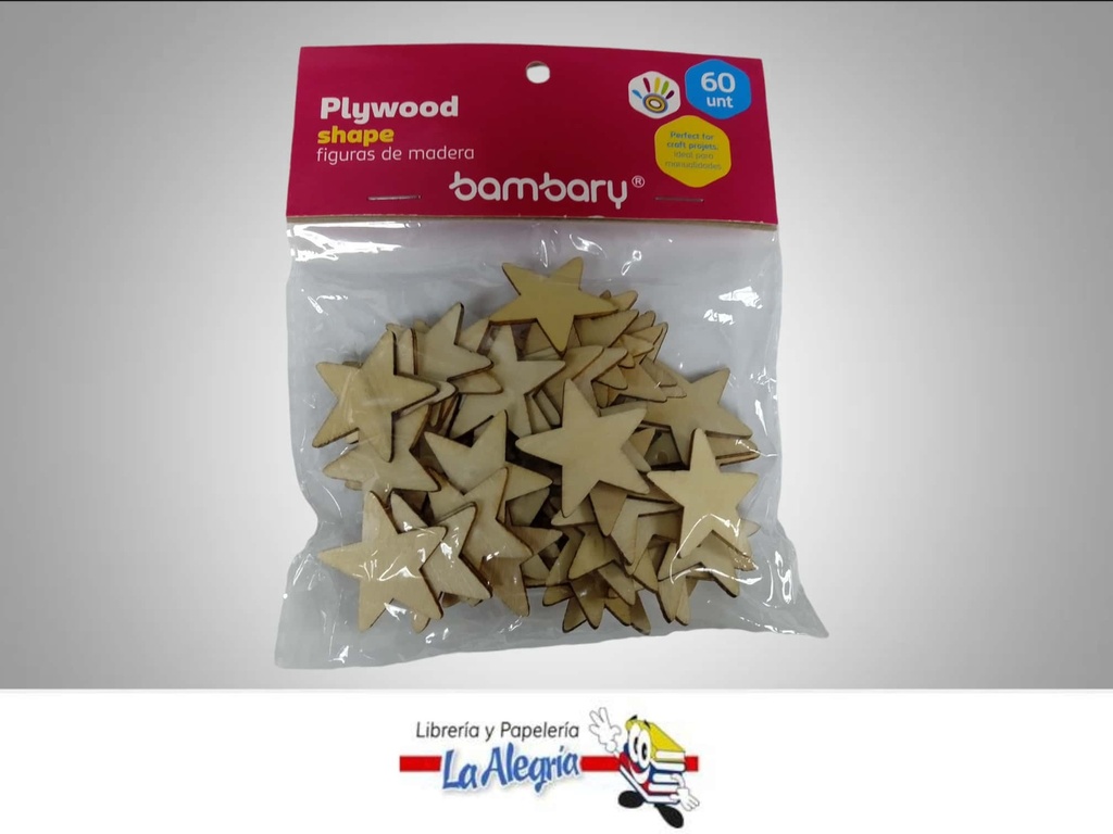 FIGURA ESTRELLAS MADERA 60 UND MARCA BAMBARY   