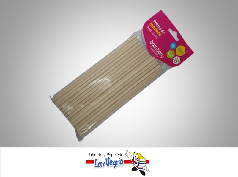 PALITO MADERA 150X0.5MM NATURAL PAQ 60 UND MARCA BAMBARY