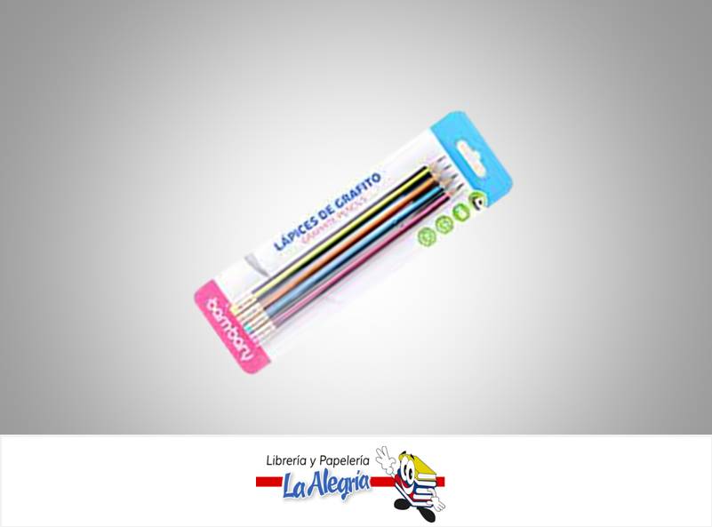 LAPIZ GRAFITO TRIANGULAR NEGROS RAYA PAQ 4 UND NEON MARCA BAMBARY