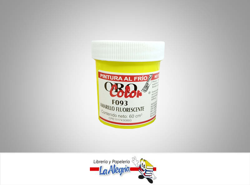 PINTURA AL FRIO 60CC F093 AMARILLO FLUORECENTE MARCA ORO COLOR