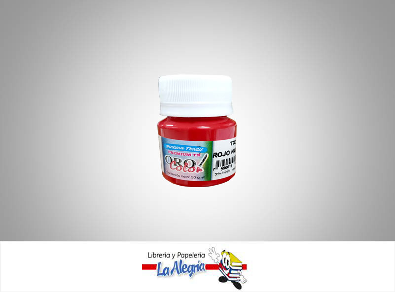 PINTURA PARA TELA TX336 30CC ROJO NAVIDAD MARCA ORO COLOR