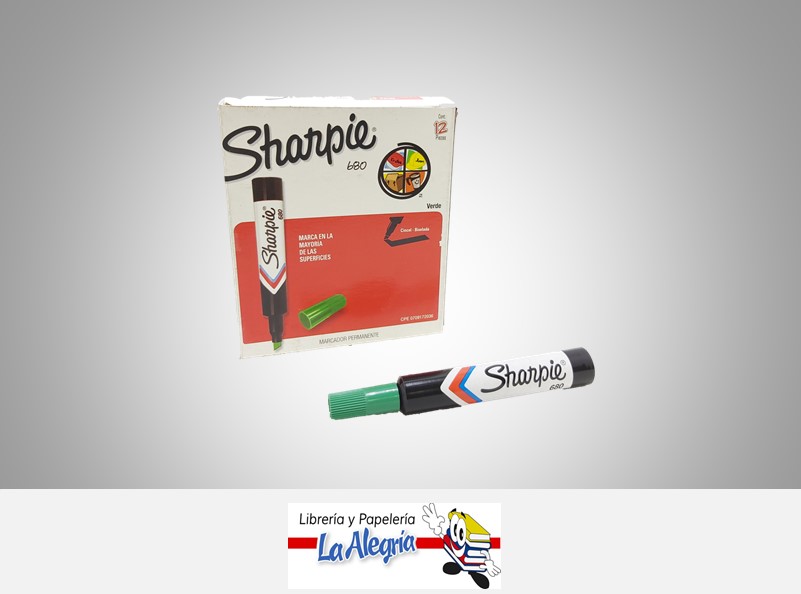MARCADOR PERMANENTE PUNTA CUADRADO 680 VERDE MARCA SHARPIE