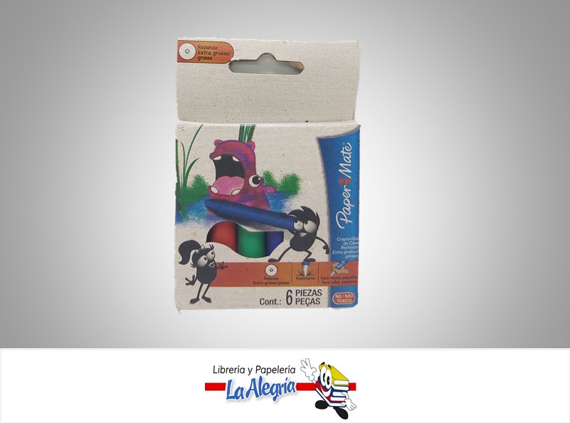 CREYON DE CERA 6 COL MARCA PAPER MATE   