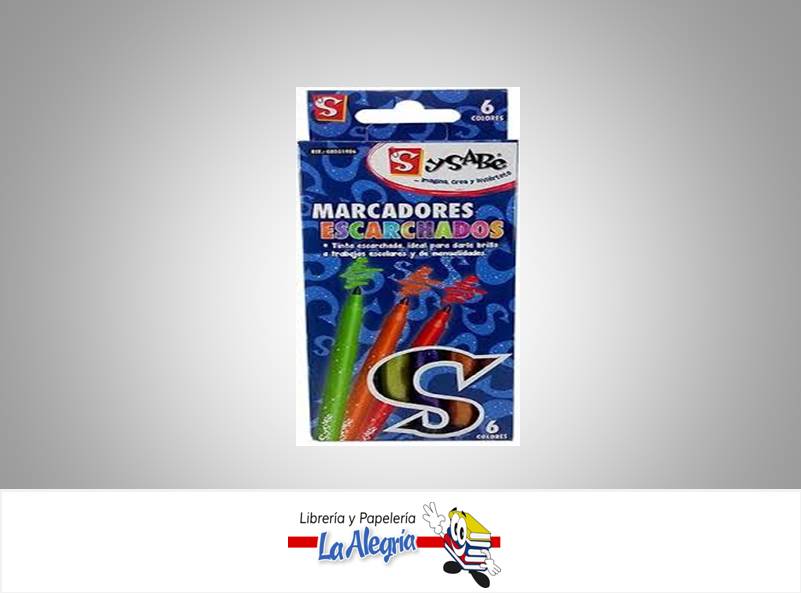 MARCADORES ESCARCHADOS 6 COL SYSABE MARCA SYSABE   