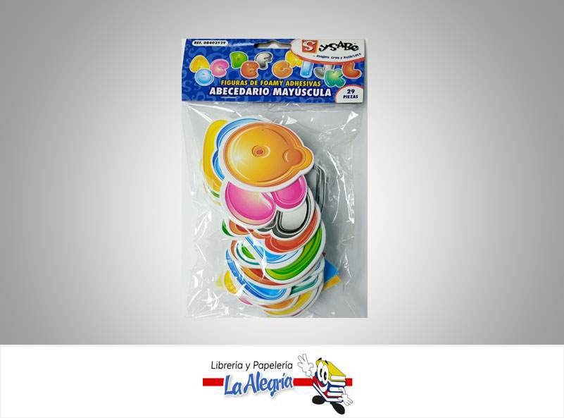 FIGURA DE FOAMI ADHESIVA ABECEDARIO MAYUSCULA PAQ. 27 UND MARCA SYSABE