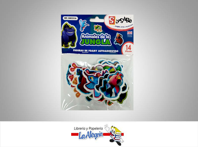 FIGURAS DE FOAMI ADHESIVA JUNGLA MARCA SYSABE   