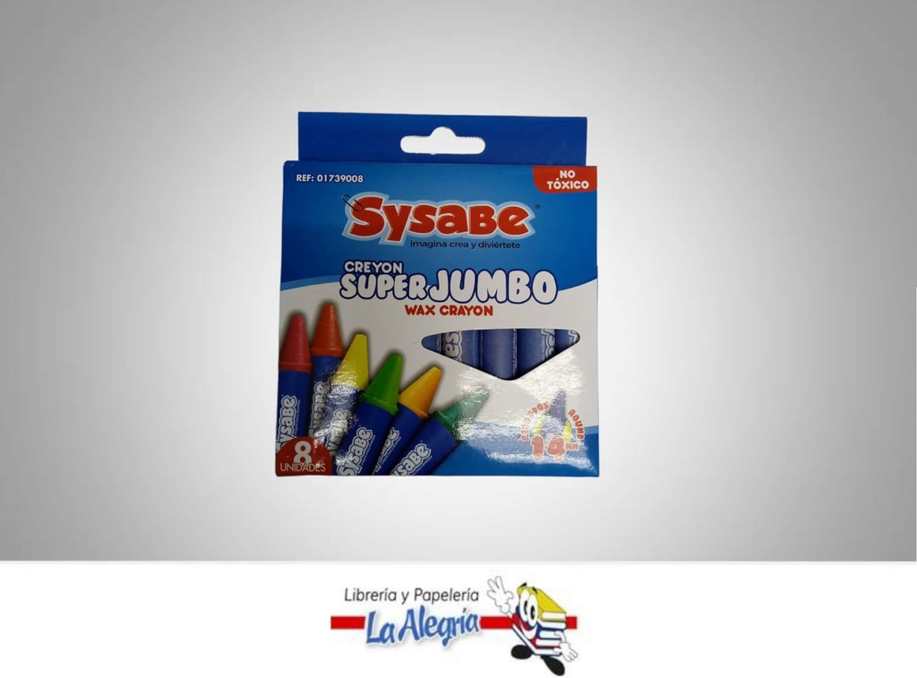 CREYON CERA JUMBO 01739008; 8 COLORES MARCA SYSABE
