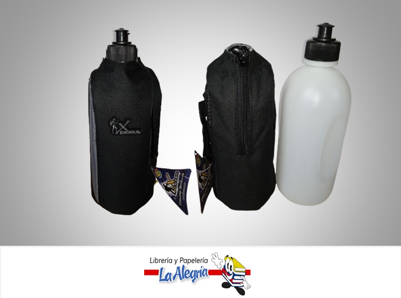 TERMO BOTELLA PLASTICA NEGRA/GRIS CON ASA  96967 1 LITRO  MARCA EXODUS