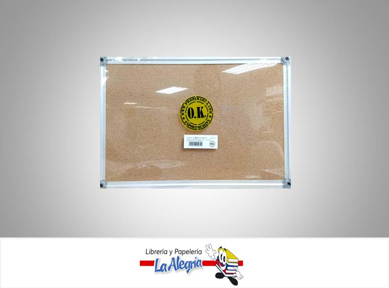 CARTELERA CORCHO MARCO METAL 60X45CM O.K