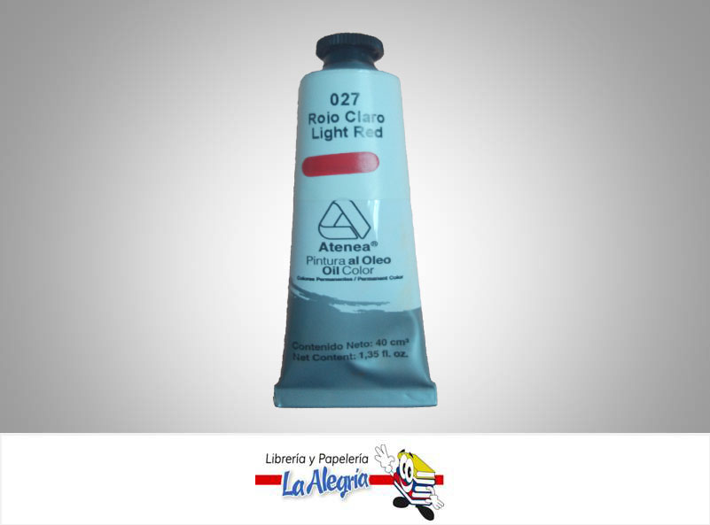 PINTURA AL OLEO 40CC - 027 - ROJO CLARO MARCA ATENEA