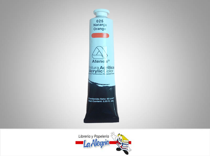 PINTURA ACRILICA 60CC - 025 - NARANJA MARCA ATENEA