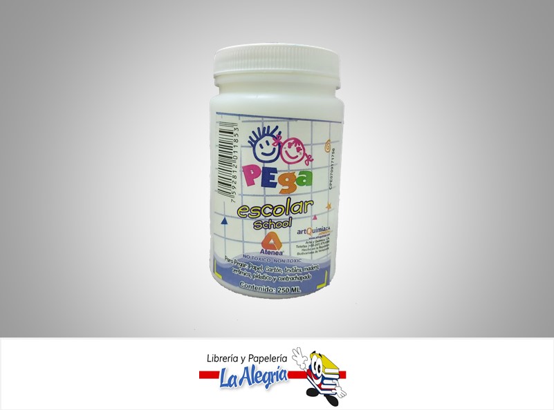 PEGA LIQUIDA BLANCA 250ML ESCOLAR MARCA ATENEA   