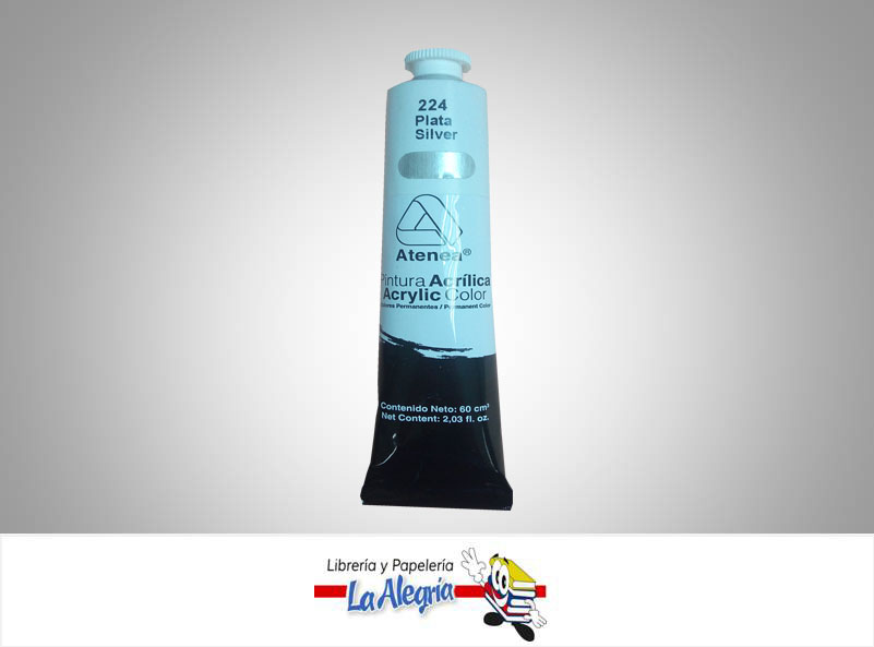 PINTURA ACRILICA 60CC - 224 - PLATA MARCA ATENEA