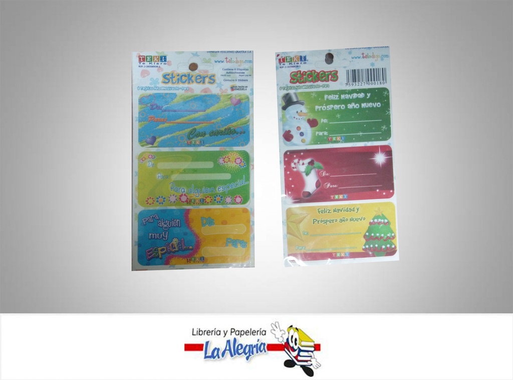 TARJETA DE REGALO ADHESIVA 7X3.5CM 6UND MARCA S/M   